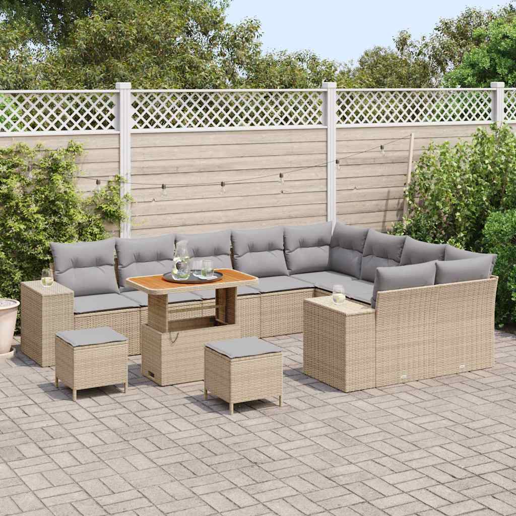 Garten-Sofa-Set 12 pcs Beige und Hellgrau 90 x 55 x 71 cm