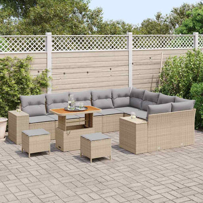 Garten-Sofa-Set 12 pcs Beige und Hellgrau 90 x 55 x 71 cm