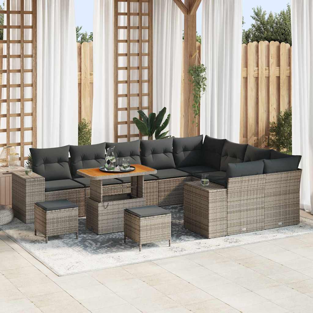 Garten-Sofa-Set mit Kissen 12 pcs Grau 90 x 55 x 71 cm