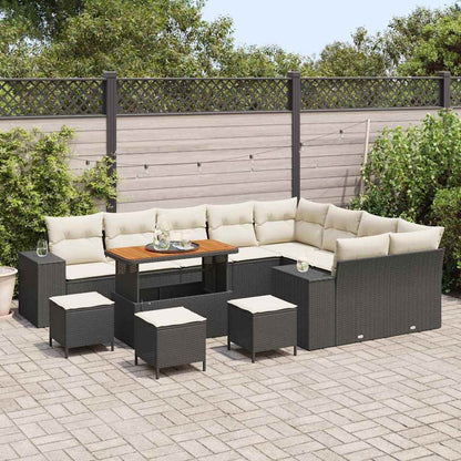 Garten-Sofa-Set 13 pcs Schwarz und Creme 110 x 55 x 71 cm