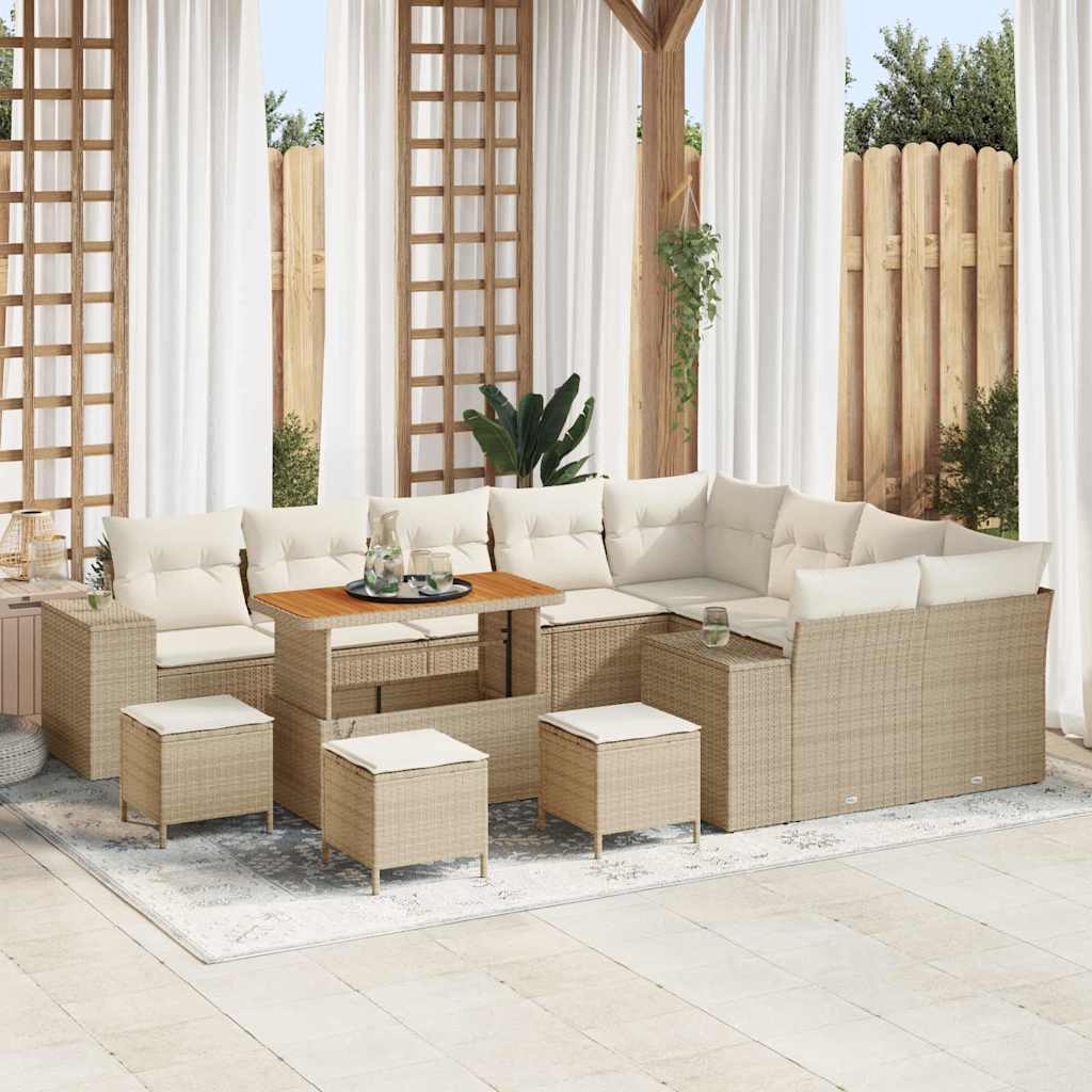 Garten-Sofa-Set 13 pcs Beige und Creme 110 x 55 x 71 cm
