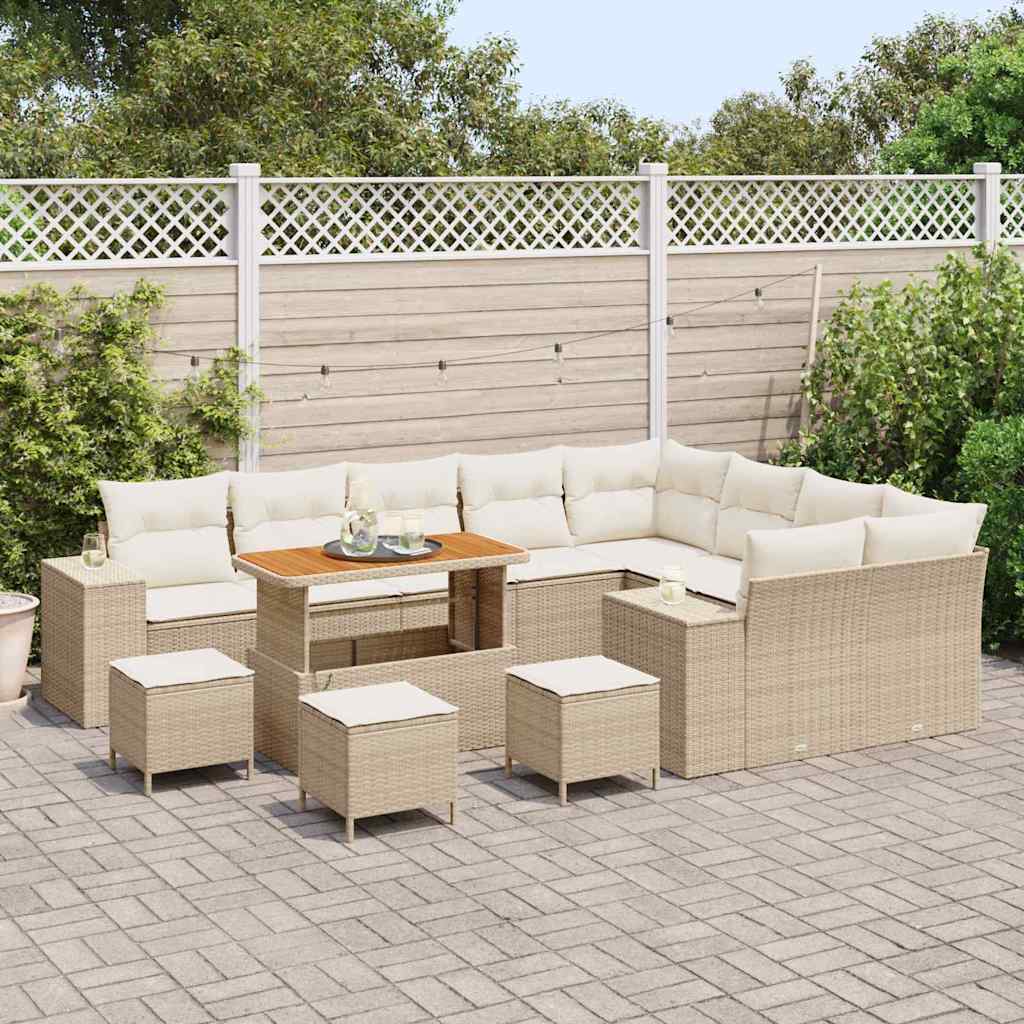 Garten-Sofa-Set 13 pcs Beige und Creme 110 x 55 x 71 cm