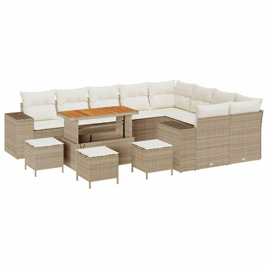 Garten-Sofa-Set 13 pcs Beige und Creme 110 x 55 x 71 cm