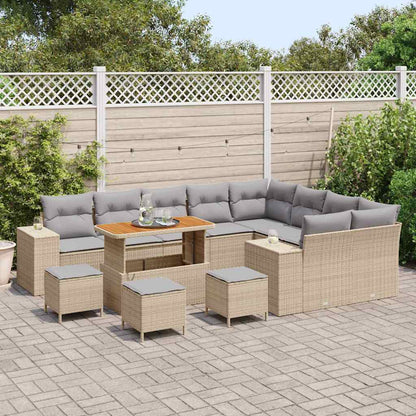 Garten-Sofa-Set 13 pcs Beige und Hellgrau 110 x 55 x 71 cm
