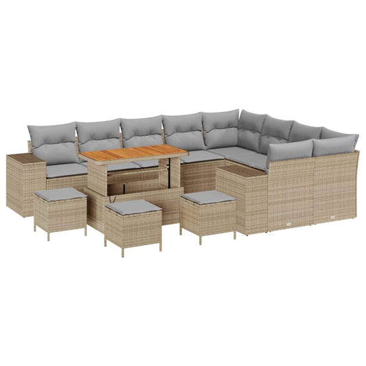 Garten-Sofa-Set 13 pcs Beige und Hellgrau 110 x 55 x 71 cm