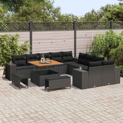 Garten-Sofa-Set mit Kissen mit Speicher 13 pcs Schwarz