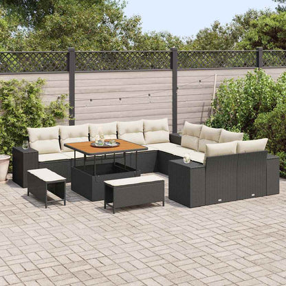 Garten-Sofa-Set mit Kissen mit Kissen 13 pcs Schwarz und Creme