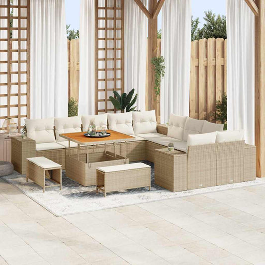 Garten-Sofa-Set 13 pcs Beige und Creme 100 x 100 x 71 cm