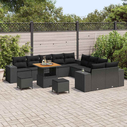 Garten-Sofa-Set mit Kissen 13 pcs Schwarz 80 x 80 x 71 cm
