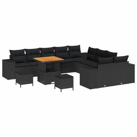 Garten-Sofa-Set mit Kissen 13 pcs Schwarz 80 x 80 x 71 cm