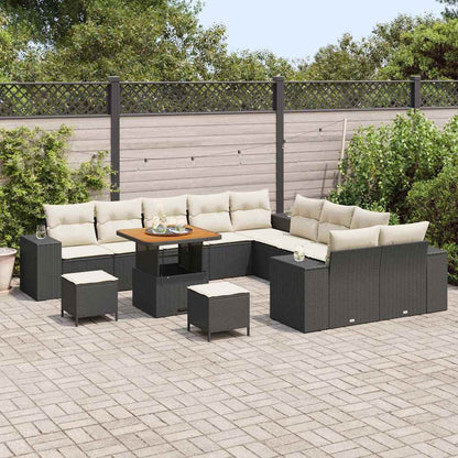 Garten-Sofa-Set 13 pcs Schwarz und Creme 80 x 80 x 71 cm