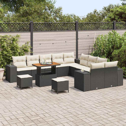 Garten-Sofa-Set 13 pcs Schwarz und Creme 90 x 55 x 71 cm