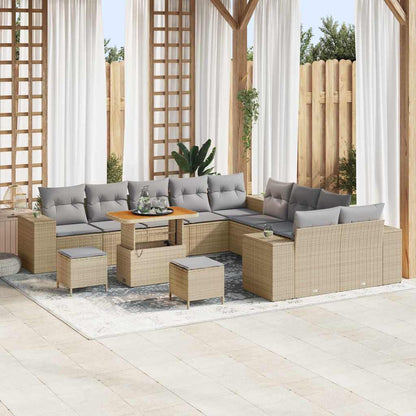 Garten-Sofa-Set mit Kissen mit Kissen 13 pcs Beige und Hellgrau