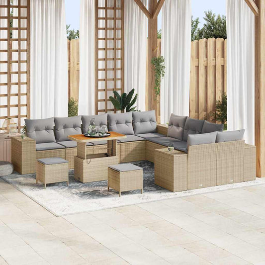 Garten-Sofa-Set mit Kissen mit Kissen 13 pcs Beige und Hellgrau