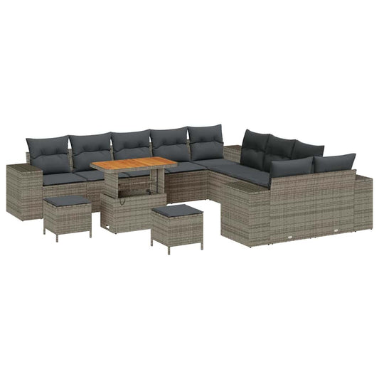 Garten-Sofa-Set mit Kissen 13 pcs Grau 90 x 55 x 71 cm