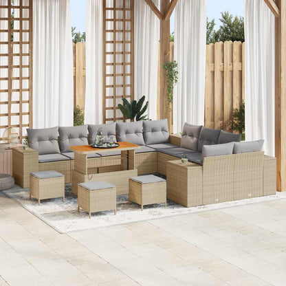 Garten-Sofa-Set 14 pcs Beige und Hellgrau 110 x 55 x 71 cm