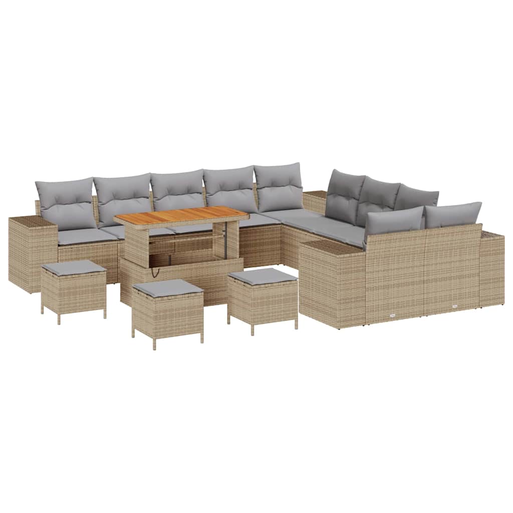 Garten-Sofa-Set 14 pcs Beige und Hellgrau 110 x 55 x 71 cm