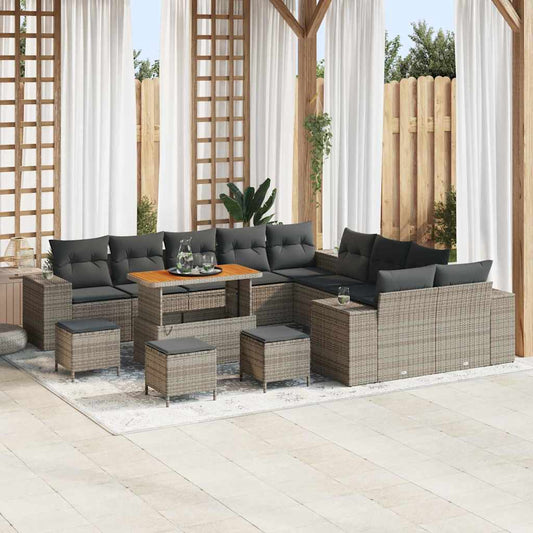 Garten-Sofa-Set mit Kissen 14 pcs Grau 110 x 55 x 71 cm