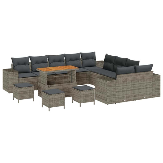 Garten-Sofa-Set mit Kissen 14 pcs Grau 110 x 55 x 71 cm