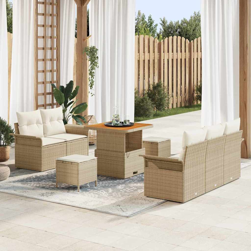 Garten-Sofa-Set 8 pcs Beige und Creme 80 x 80 x 71 cm