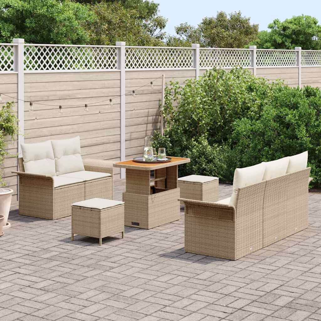 Garten-Sofa-Set 8 pcs Beige und Creme 90 x 55 x 71 cm