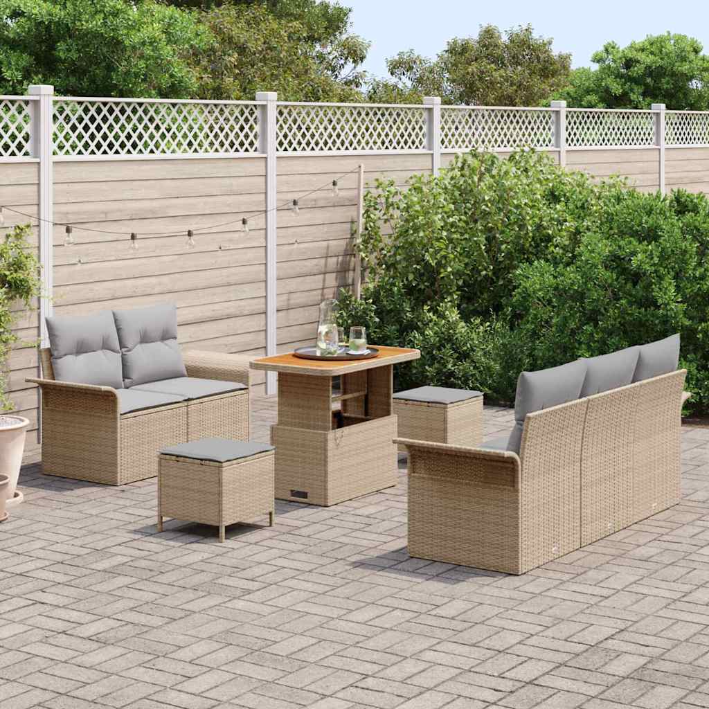 Garten-Sofa-Set 8 pcs Beige und Hellgrau 90 x 55 x 71 cm
