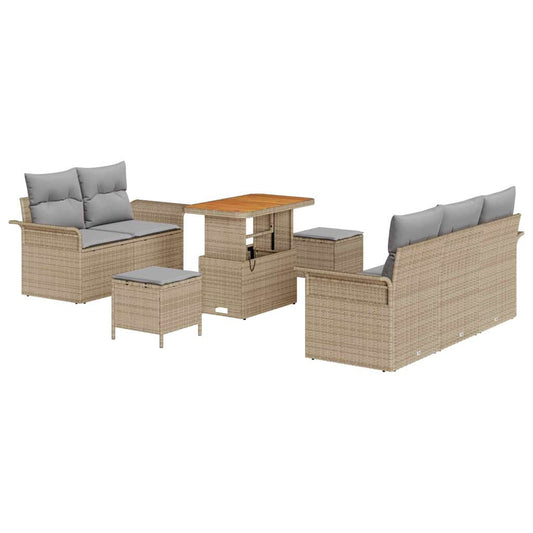 Garten-Sofa-Set 8 pcs Beige und Hellgrau 90 x 55 x 71 cm