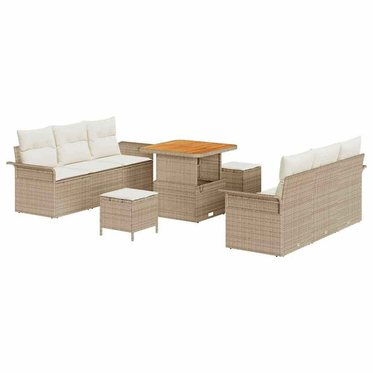 Garten-Sofa-Set 9 pcs Beige und Creme 80 x 80 x 71 cm