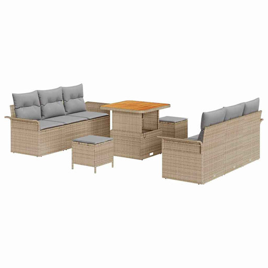 Garten-Sofa-Set 9 pcs Beige und Hellgrau 80 x 80 x 71 cm