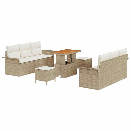 Garten-Sofa-Set 9 pcs Beige und Creme 90 x 55 x 71 cm