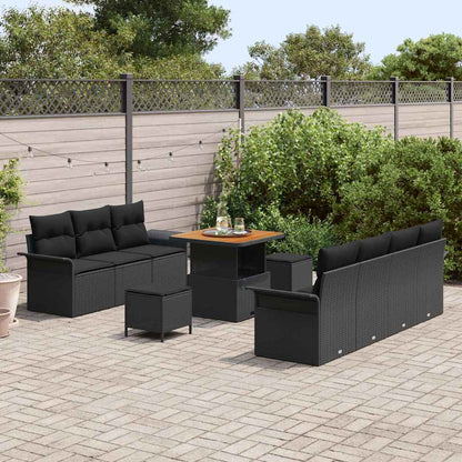 Garten-Sofa-Set mit Kissen 10 pcs Schwarz 80 x 80 x 71 cm