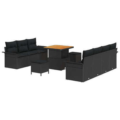Garten-Sofa-Set mit Kissen 10 pcs Schwarz 80 x 80 x 71 cm