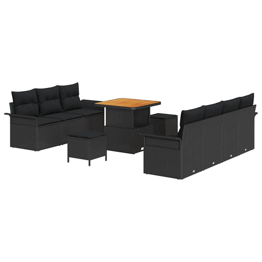 Garten-Sofa-Set mit Kissen 10 pcs Schwarz 80 x 80 x 71 cm