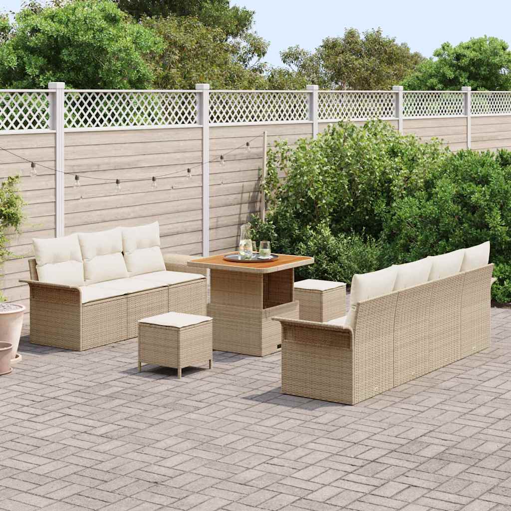 Garten-Sofa-Set 10 pcs Beige und Creme 80 x 80 x 71 cm