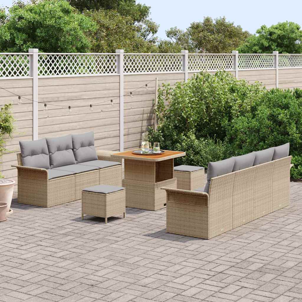 Garten-Sofa-Set 10 pcs Beige und Hellgrau 80 x 80 x 71 cm