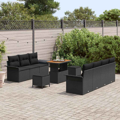 Garten-Sofa-Set mit Kissen 10 pcs Schwarz 90 x 55 x 71 cm