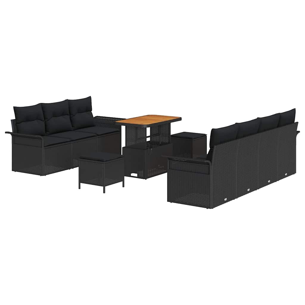 Garten-Sofa-Set mit Kissen 10 pcs Schwarz 90 x 55 x 71 cm