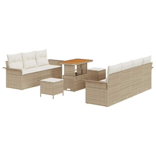 Garten-Sofa-Set 10 pcs Beige und Creme 90 x 55 x 71 cm