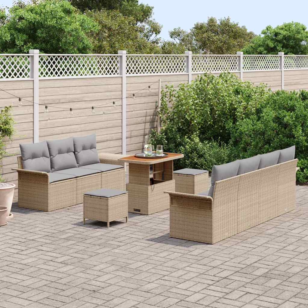 Garten-Sofa-Set 10 pcs Beige und Hellgrau 90 x 55 x 71 cm