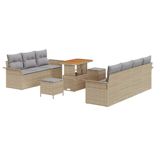 Garten-Sofa-Set 10 pcs Beige und Hellgrau 90 x 55 x 71 cm