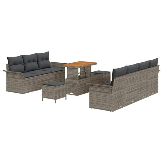 Garten-Sofa-Set mit Kissen 10 pcs Grau 90 x 55 x 71 cm