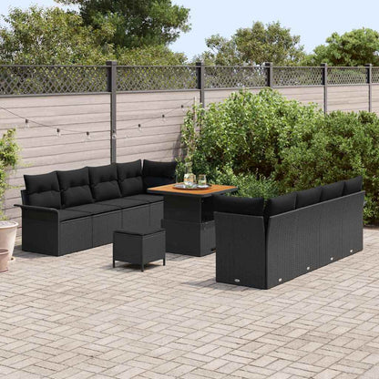 Garten-Sofa-Set mit Kissen 11 pcs Schwarz 80 x 80 x 71 cm