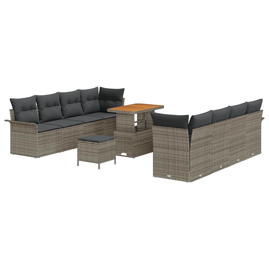Garten-Sofa-Set mit Kissen 11 pcs Grau 90 x 55 x 71 cm