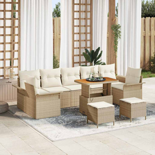 Garten-Sofa-Set 10 pcs Beige und Creme 90 x 55 x 71 cm