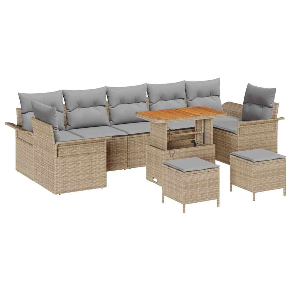Garten-Sofa-Set 10 pcs Beige und Hellgrau 90 x 55 x 71 cm