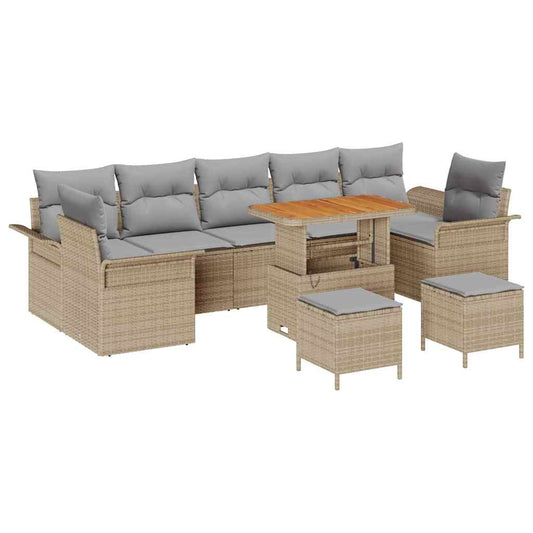 Garten-Sofa-Set 10 pcs Beige und Hellgrau 90 x 55 x 71 cm