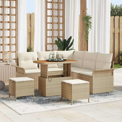 Garten-Sofa-Set mit Kissen mit Speicher 8 pcs Beige und Creme