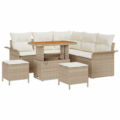 Garten-Sofa-Set mit Kissen mit Speicher 8 pcs Beige und Creme