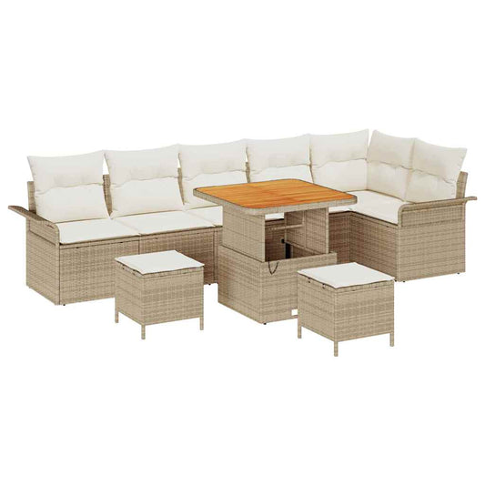 Garten-Sofa-Set 9 pcs Beige und Creme 80 x 80 x 71 cm