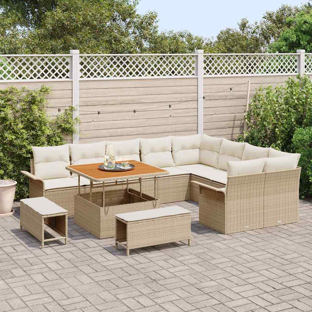 Garten-Sofa-Set 12 pcs Beige und Creme 100 x 100 x 71 cm